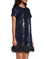Marullo Sequined Feather Minidress