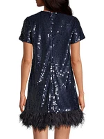 Marullo Sequined Feather Minidress
