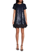 Marullo Sequined Feather Minidress