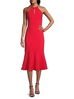 Tammio Cut-Out Flounce Midi-Dress