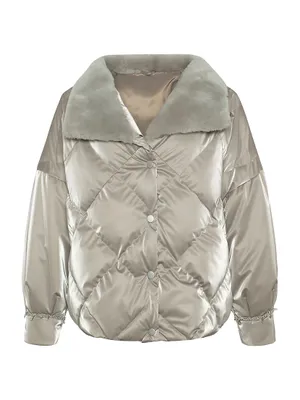 Quilted Jacket with Shearling Lamb Collar