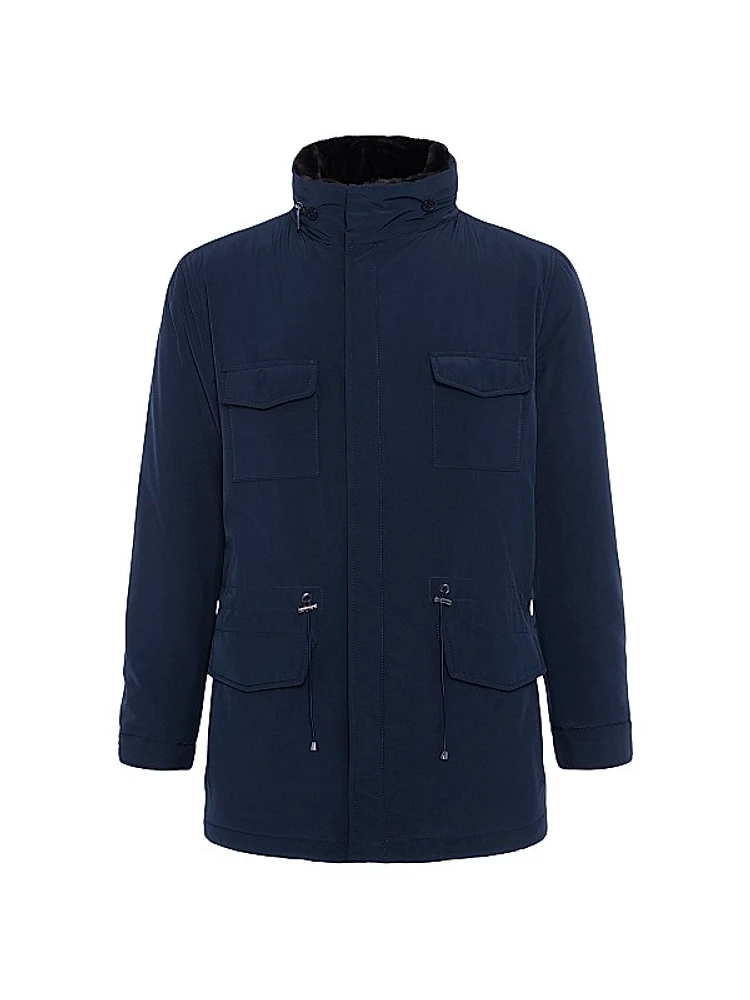 Fabric Jacket With Shearling Lamb Jacket