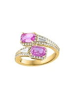 14K Yellow Gold, Pink Sapphire & 0.49 TCW Diamond Bypass Ring