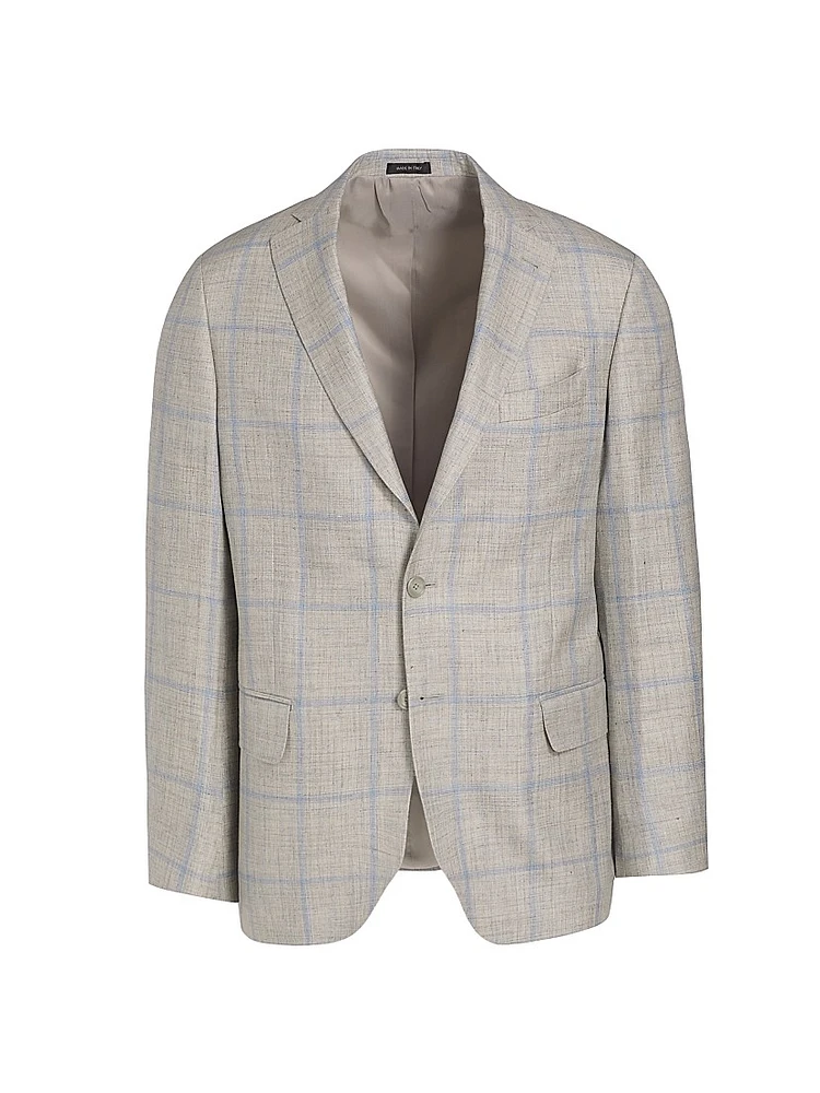 COLLECTION Windowpane Wool & Silk-Blend Two-Button Sport Coat