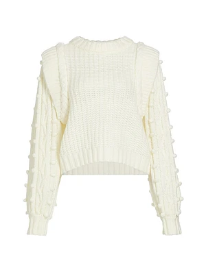 Shaker-Stitch Cropped Sweater