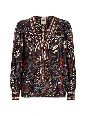 Classic Garden Mirror-Embellished Blouse