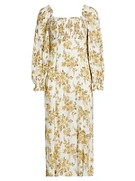 Jaymes Smocked Floral Midi-Dress