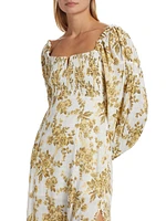 Jaymes Smocked Floral Midi-Dress