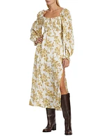 Jaymes Smocked Floral Midi-Dress