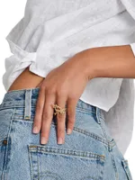 Ocean Coral 18K-Gold-Plated & Cubic Zirconia Ring