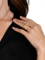 Enchanted Forest 18K-Gold-Plated & Cubic Zirconia Double Ring