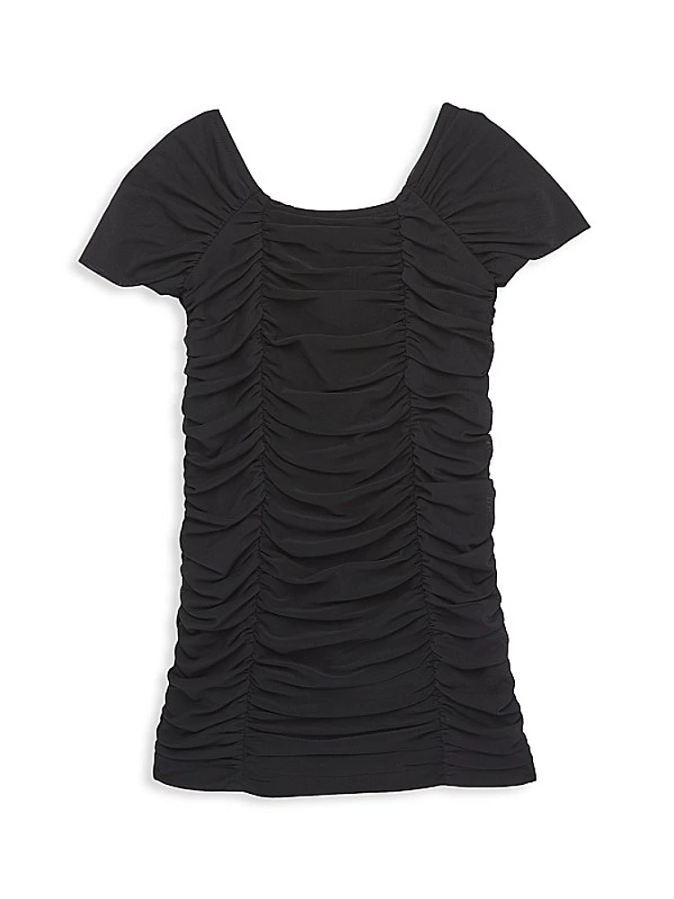 Girl's Scoopneck Ruched Dress