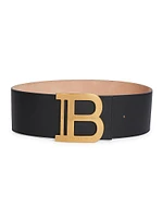 B-Buckle Wide Leather Belt