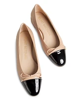Sleek Bow Leather Ballerina Flats