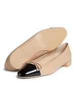 Sleek Bow Leather Ballerina Flats