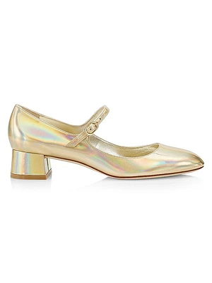 Vivienne 35MM Metallic Leather Mary Jane Pumps