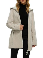 Reversible Textured Shearling Lamb Zip Parka