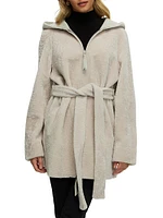 Reversible Textured Shearling Lamb Zip Parka