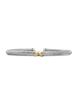 X Crossover Bracelet With 18K Yellow Gold 4mm