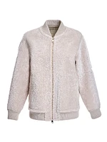 Shearling Knit-Trim Bomber Jacket