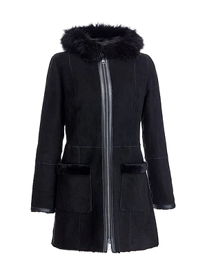 Hooded Nubuck & Shearling Jacket