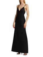 Ava Open Back Wool-Blend Gown