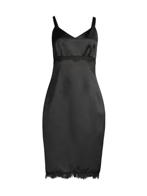 Heavy Metal Lace-Embellished Satin Dress