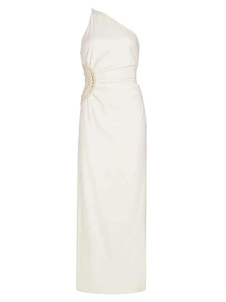 Atacama Crochet One-Shoulder Maxi Dress