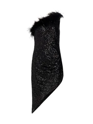 Kieran Sequined One-Shoulder Asymmetric Midi-Dress
