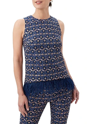 Ena Jacquard Fringe Top