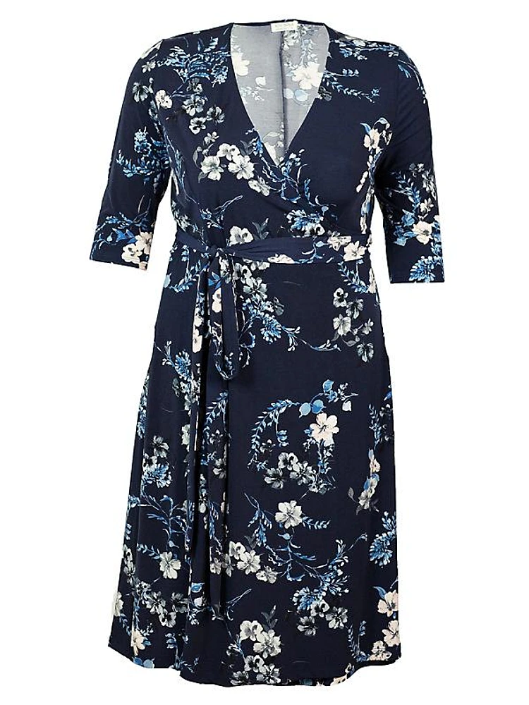 Floral Surplice Midi-Dress