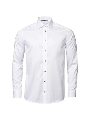Slim Fit Twill Shirt With Light Blue Buttons