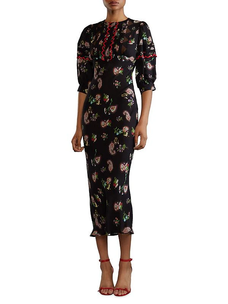 Silk Paisley Midi-Dress
