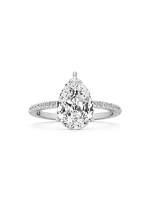 Tear 18K White Gold & 3.28 TCW Lab-Grown Diamond Ring