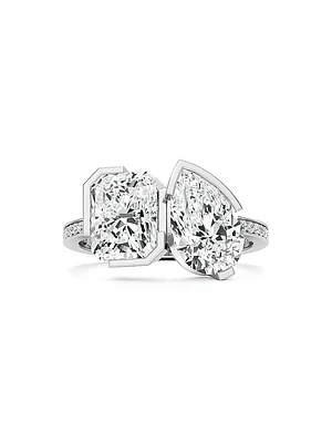 Meta 18K White Gold & 4.14 TCW Lab-Grown Diamond Toi Et Moi Ring