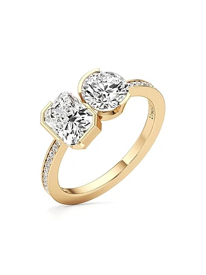 Meta 18K Yellow Gold & TCW Lab-Grown Diamond Toi Et Moi Ring