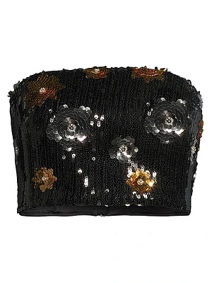 3D Floral Sequins Crop Tube Top