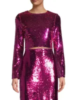 Shailyn Sequined Crop Blouse