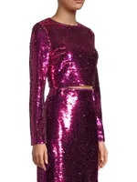 Shailyn Sequined Crop Blouse