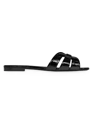 Tribute Mules Crocodile Embossed Leather