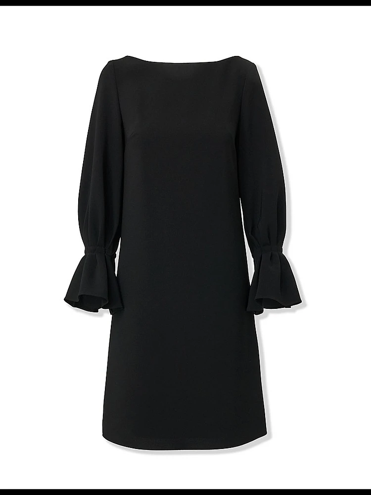 Silk Puff-Sleeve Shift Minidress