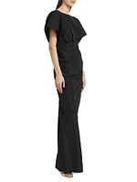 Silk Faille Fan Bodice Column Gown