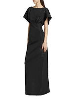 Silk Faille Fan Bodice Column Gown