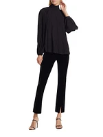 Lingy Pleated Mock Turtleneck Top
