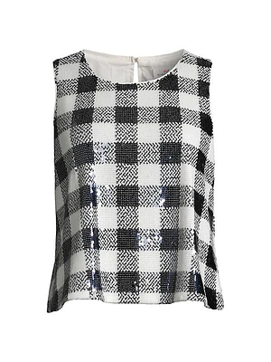 Sequin Check Shell Top