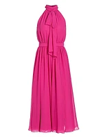 Jasmine Georgette Tieneck Midi-Dress