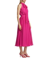 Jasmine Georgette Tieneck Midi-Dress