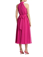 Jasmine Georgette Tieneck Midi-Dress