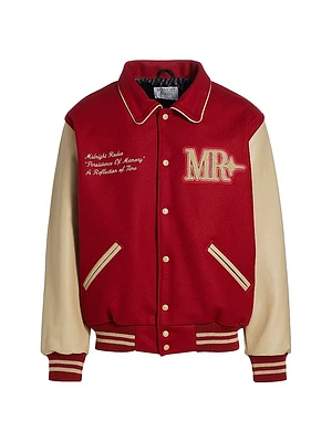 Persistance of Memory Wool & Leather Varsity Jacket