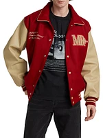 Persistance of Memory Wool & Leather Varsity Jacket